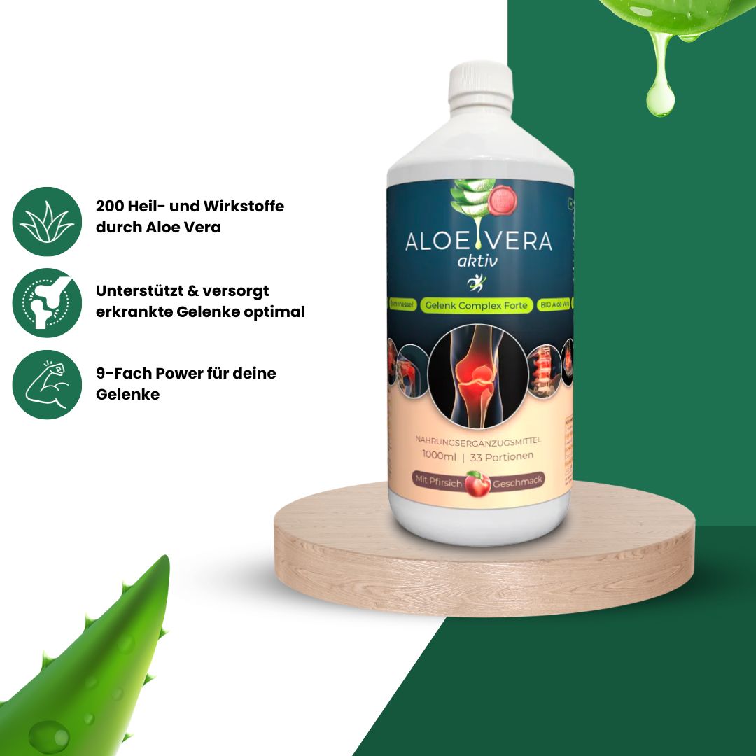 Aloe Vera aktiv Direkt Saft mit einzigartigem Gelenk Complex Forte 1 x 1000ml - Hexavital