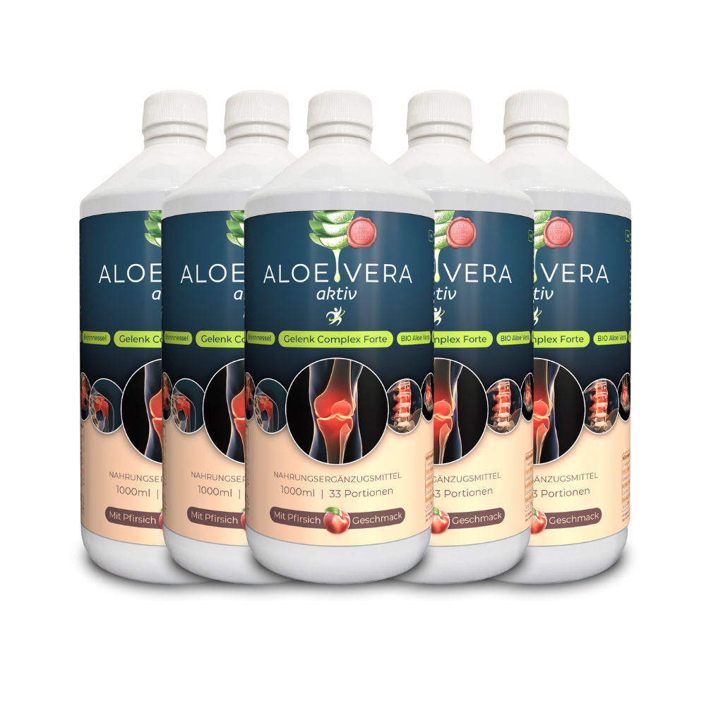 Aloe Vera aktiv Direkt Saft mit einzigartigem Gelenk Complex Forte 6 x 1000ml - Hexavital