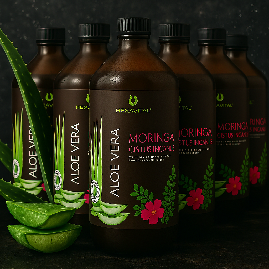 Aloe Vera mit Moringa und Cistus Incanus Direktsaft - 8x1000ml - Hexavital