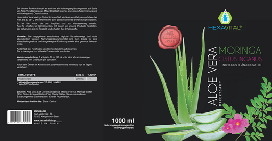 All in One Set – 3x 1 Liter Aloe Direktsaft mit Moringa + 3x 1 Liter Aloe Direktsaft aktiv - Hexavital